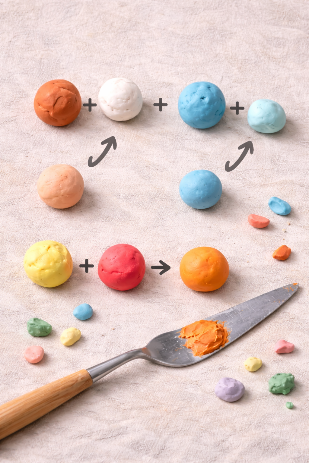 Colour mixing with air dry clay