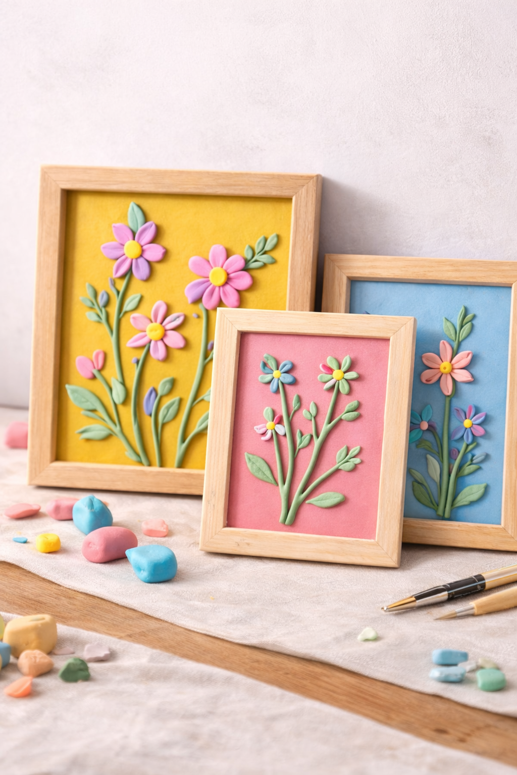 Framed clay flower art