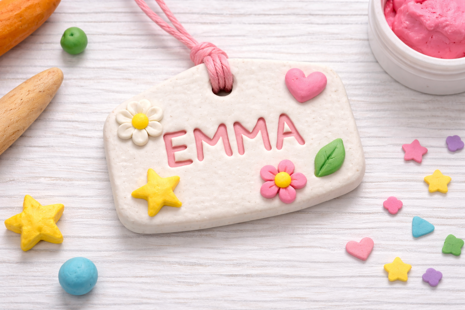 Air dry clay name tag