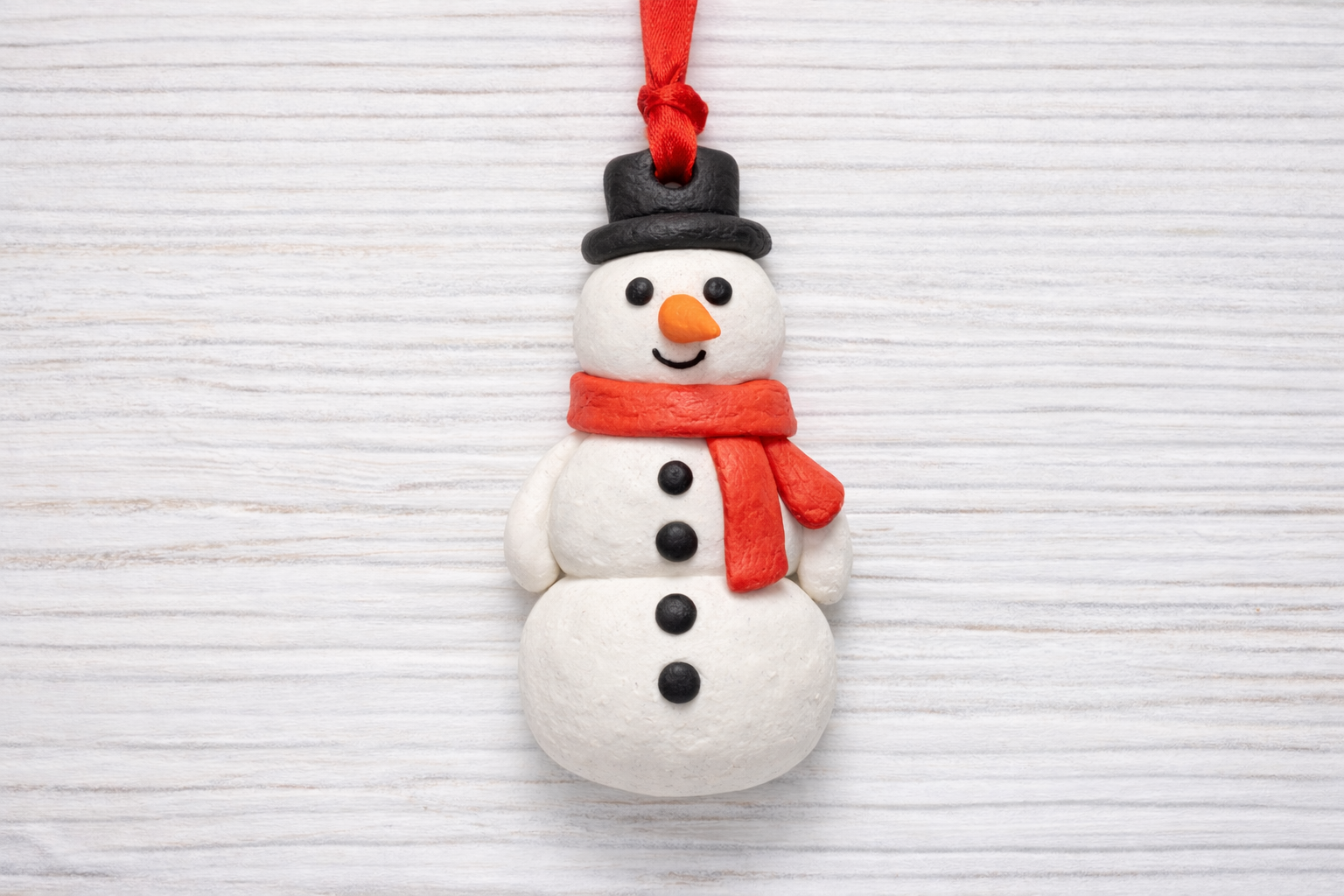 Air dry clay snowman ornament